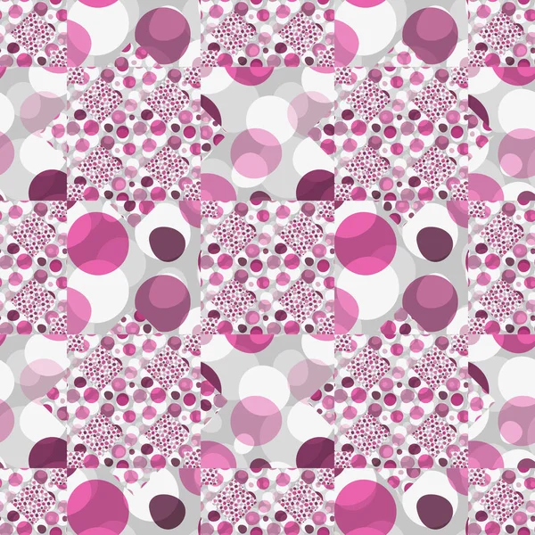 Płynny Wzór Różowymi Dużymi Małymi Zdeformowanymi Kropkami Polki Tle Kulek — Wektor stockowy