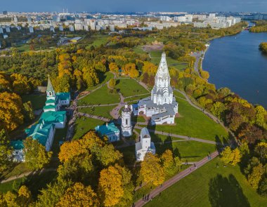 Ascension Kilisesi Park Kolomenskoe - Moskova Rusya - havadan görünümü