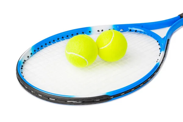 テニス ラケットとボールの白い背景で隔離 — ストック写真