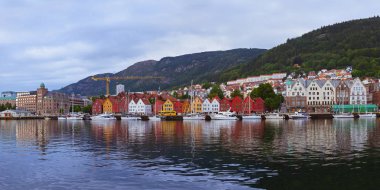 Bergen, Norveç panorama - mimari ve seyahat arka plan
