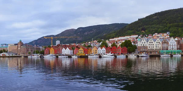 Bergen Norvégia Panoráma Építészet Utazási Háttér — Stock Fotó