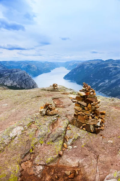 Hegyek Módja Annak Hogy Szikla Preikestolen Fjord Lysefjord Norvégia Természet — Stock Fotó