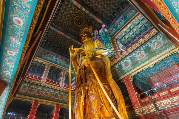 Buda Gigante Templo Lama Yonghe Pequim China Arquitetura Fundo — Fotografia de Stock