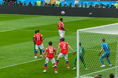 Moskova, Rusya - 14 Haziran 2018: Açılış maçı Luzhniki Stadı Rusya 2018 futbol Dünya Kupası.