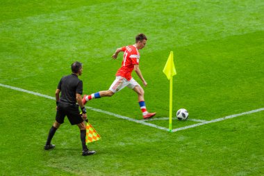 Moskova, Rusya - 14 Haziran 2018: Açılış maçı Luzhniki Stadı Rusya 2018 futbol Dünya Kupası.