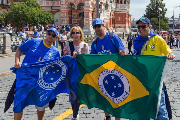 Moskova Rusya Haziran 2018 Futbol Taraftarları Kırmızı Kare Rusya 2018 — Stok fotoğraf