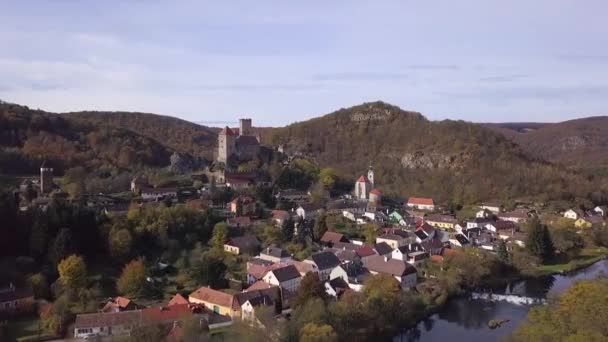 Burcht Hardegg Oostenrijk Luchtfoto Reizen Architectuur Video — Stockvideo