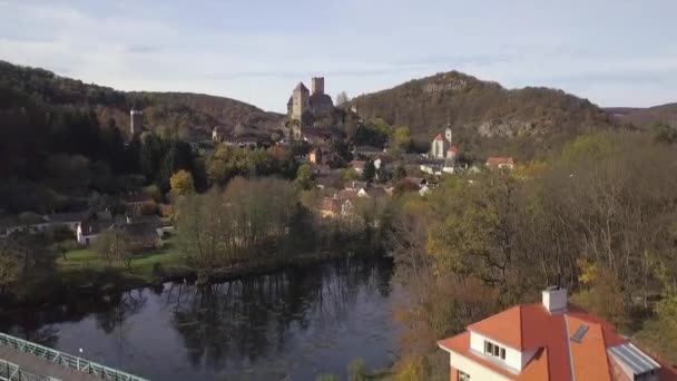 Castillo Hardegg Austria Vista Aérea Viajes Arquitectura Video — Vídeos de Stock