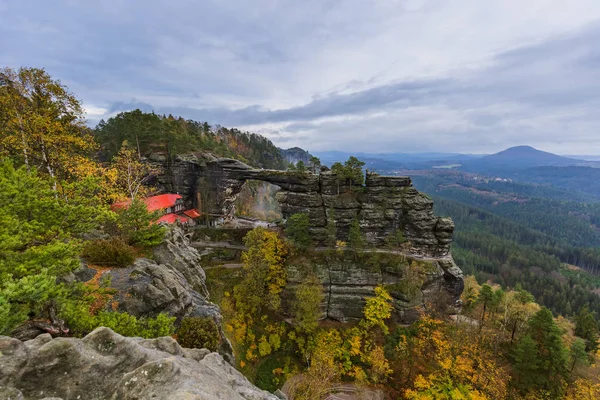 Pravcicka Brana Rock Bohemian Switzerland Czech Republic Travel Nature Background — Stock Photo, Image