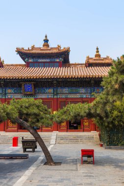 Beijing Çin - mimari arka plan Lama Yonghe Tapınağı