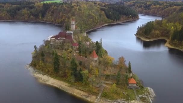 Castle Zvikov Cseh Köztársaság Légifelvételek Utazási Videóinak Építészet — Stock videók