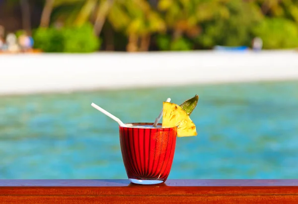 Cocktail Fruits Sur Plage Des Maldives Fond Voyage — Photo