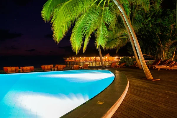 Pool Auf Tropischen Malediven Hintergrund Für Naturreisen — Stockfoto