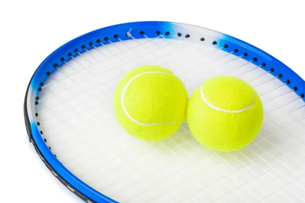 Tennisschläger Und Bälle Isoliert Auf Weißem Hintergrund — Stockfoto