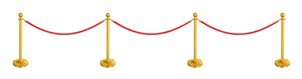 白い背景で隔離赤いベルベット ロープ バリア — ストック写真