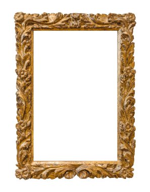 Beyaz arkaplanda izole edilmiş eski ahşap çerçeve