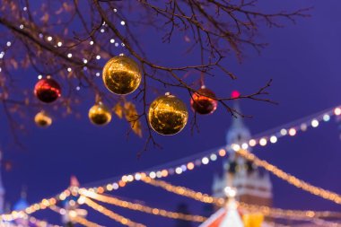 Kızıl Meydan Moskova Rusya - Tatil arka plan üzerinde yeni yıl ve Noel yükleme
