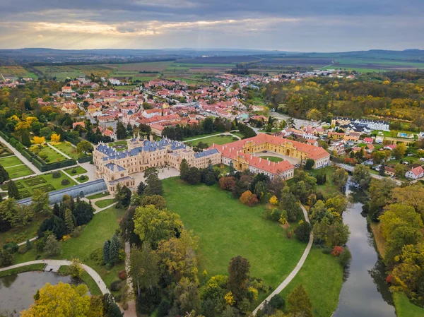 Château Lednice République Tchèque Vue Aérienne Voyage Architecture Arrière Plan — Photo