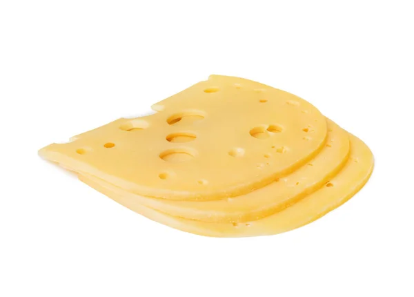 在白色背景上分离的奶酪片 — 图库照片