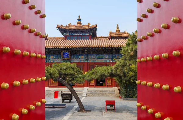 Beijing Çin - mimari arka plan Lama Yonghe Tapınağı