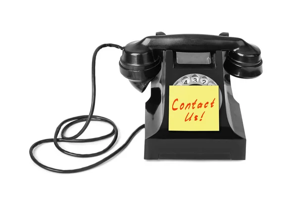 Vintage Telefono Carta Contattaci Isolato Sfondo Bianco — Foto Stock