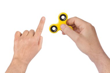 Elde dönen beyaz arkaplan izole