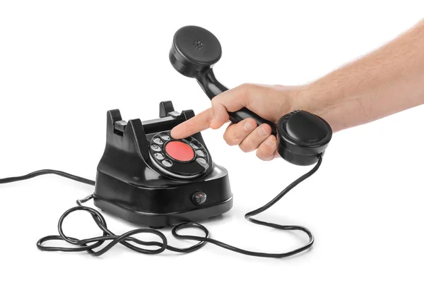 Telephone Receiver Hand Isolated White Background — Stock Photo, Image