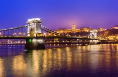 Zincir köprü Budapeşte Macaristan - cityscape mimari arka plan