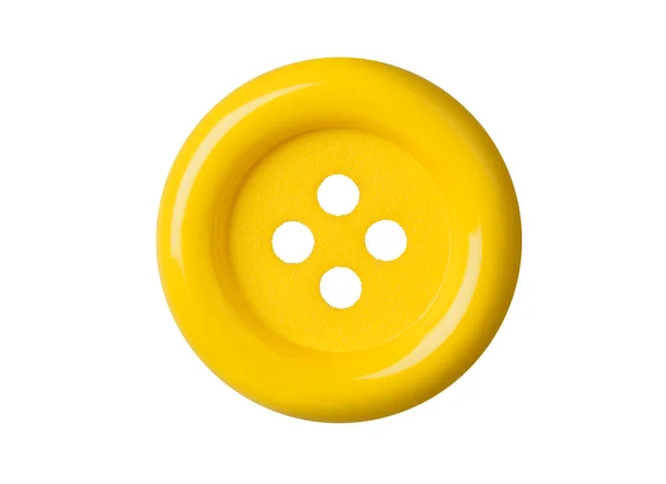Botão Amarelo Isolado Fundo Branco — Fotografia de Stock