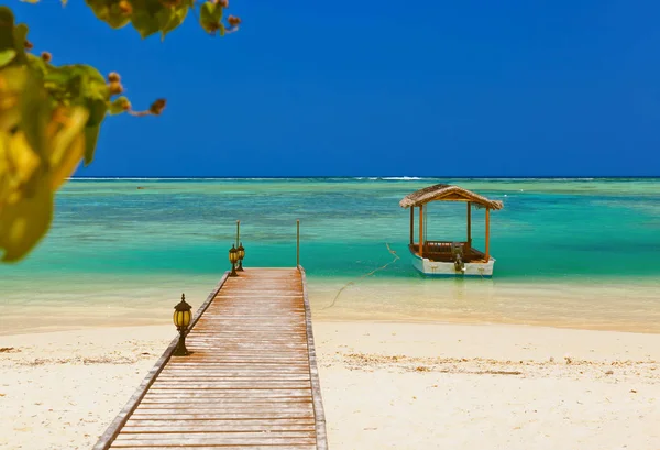 Boot Auf Den Malediven Hintergrund Für Naturreisen — Stockfoto