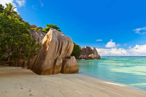 Strand Bron Argent Seychellen Natuur Achtergrond — Stockfoto