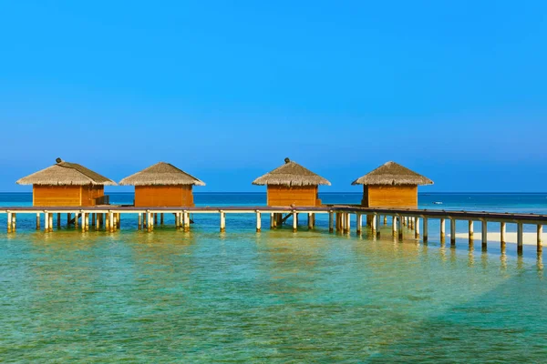 Bungalows Isla Tropical Maldivas Fondo Viaje Por Naturaleza — Foto de Stock