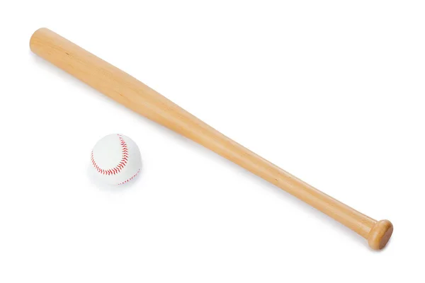 Baseball Pipistrello Palla Isolato Sfondo Bianco — Foto Stock