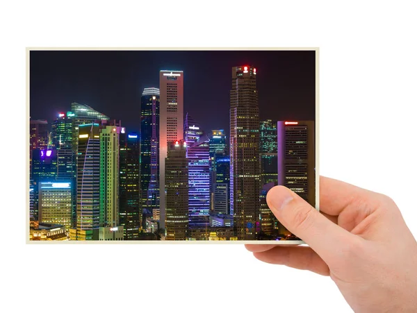 Singapur Şehir Silueti Benim Fotoğrafım Beyaz Arka Planda Izole Edildi — Stok fotoğraf