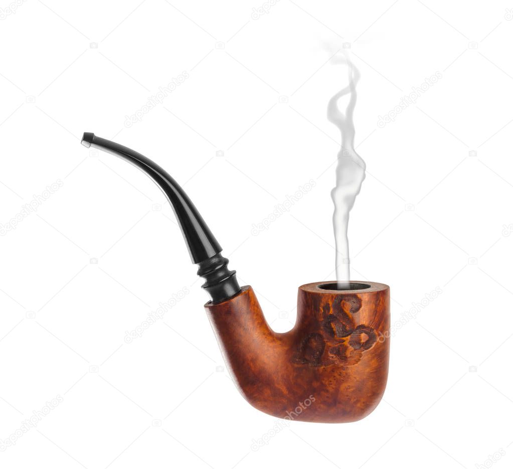 Vintage smoking pipe isolated on white background