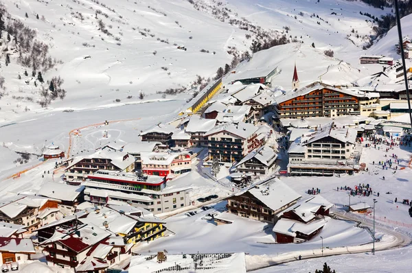 Βουνό Σκι Θέρετρο Obergurgl Αυστρία Φύση Και Αθλητισμός Φόντο — Φωτογραφία Αρχείου