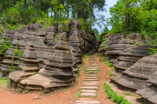 Parco Pietre Rosse Hongshilin Hunan Cina Sfondo Naturale — Foto Stock