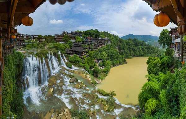 Furong Antico Villaggio Cascata Hunan Cina Sfondo Viaggio — Foto Stock