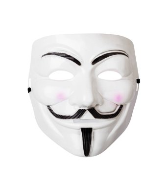 Beyaz arka plan üzerinde izole bilgisayar hacker maskesi