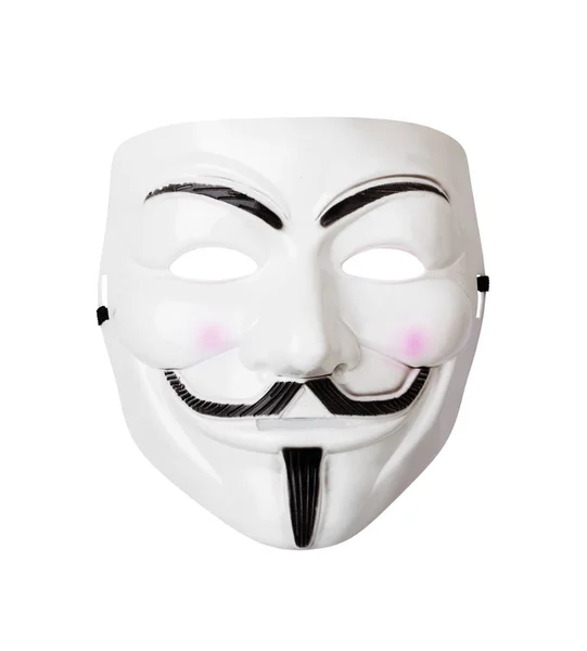 Počítač Hacker Maska Izolovaných Bílém Pozadí — Stock fotografie