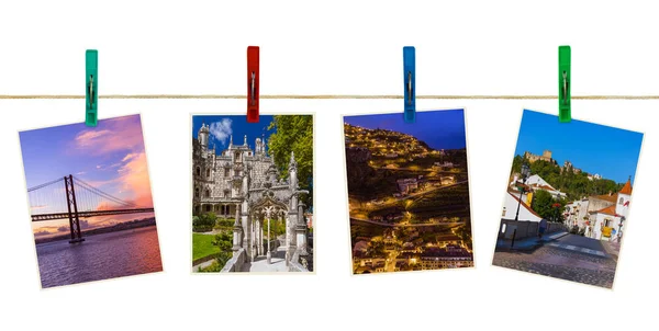 Portugal Viajar Imagens Minhas Fotos Clothespins Isolado Fundo Branco — Fotografia de Stock