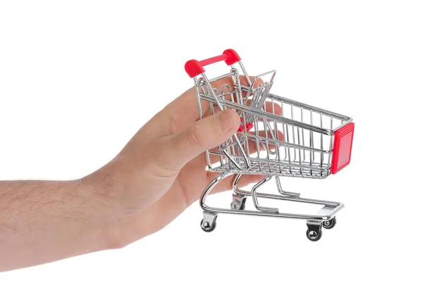 Hand Shopping Cart Isolated White Background — Stock Photo, Image