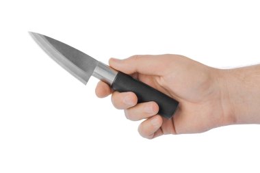 Beyaz arka plan üzerinde izole bıçak el