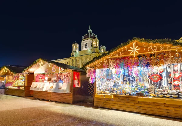 Kerstmarkt Buurt Museum Quarter Wenen Oostenrijk Cityscape Vakantie Achtergrond — Stockfoto