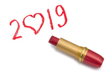 Ruj ve beyaz arka plan üzerinde izole 2019