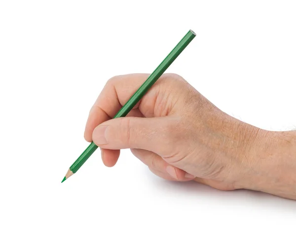 Lápis Mão Isolado Sobre Fundo Branco — Fotografia de Stock