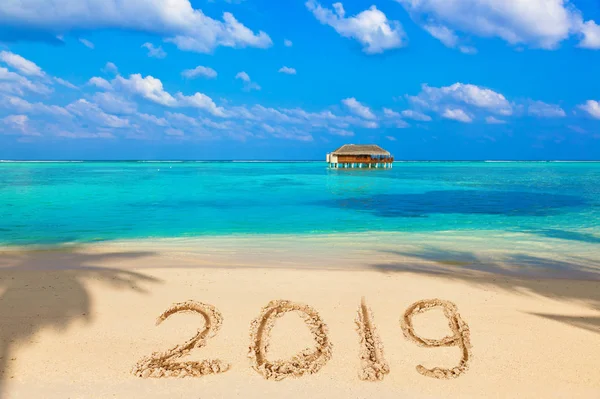 Numbers 2019 Beach Concept Holiday Background — Stock Photo, Image