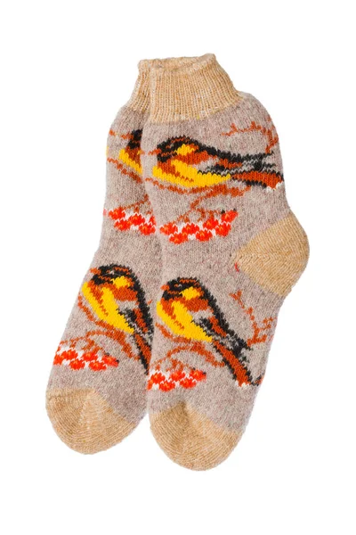 Wintersocken Aus Wolle Isoliert Auf Weißem Hintergrund — Stockfoto