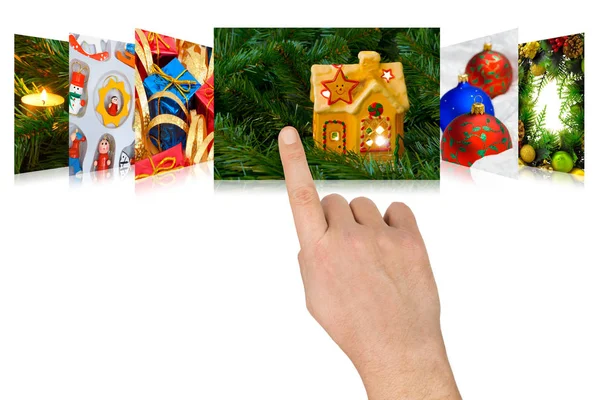 Hand Scrolling Christmas Images Photos Isolated White Background — Stock Photo, Image