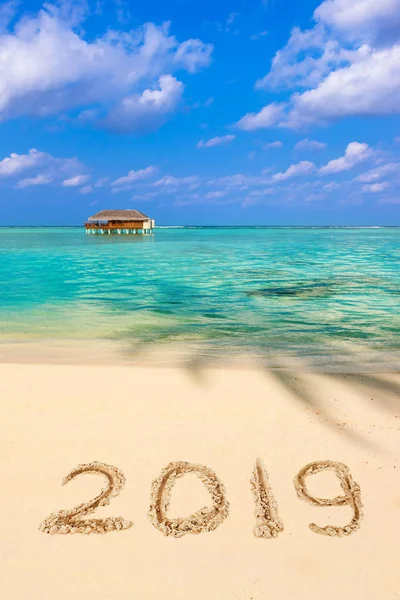 Números 2019 Playa Concepto Fondo Vacaciones — Foto de Stock